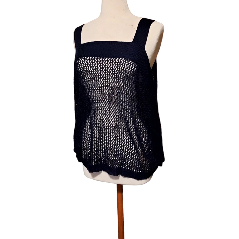 Cato 2xl Open Knit Top Shirt Blouse Sweater Pullover Blue Woman Cold Sho…